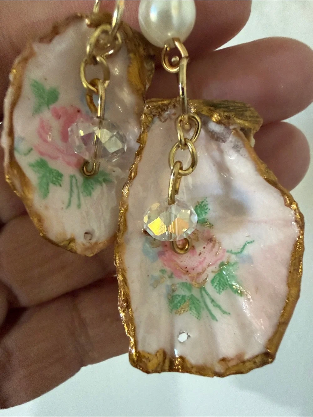 Hand Crafted Pink & Blue Painted Shell Wall Hanging